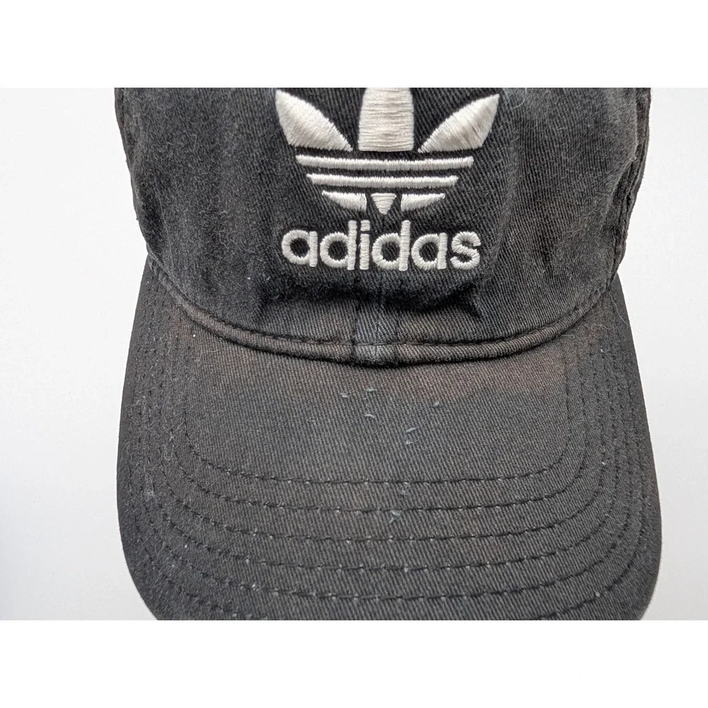 Adidas Originals Trefoil Baseball Cap Black Washed Cotton Adjustable Hat